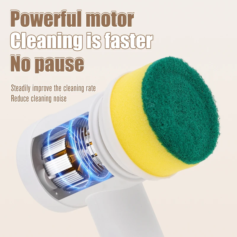 Electric Cleaning brush, Electric spin scrubber cordless, 5 brush heads, powerful cleaning,  for bathroom kitchen dishe