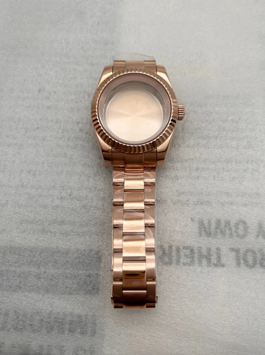 36mm 39mm Schwarzgold Oyster Perpetual DateJust Uhrengehäuse und Armband für Seiko NH35 NH36 NH38 Automatikwerk, passend für 28,5-29mm Zifferblatt – Detail 9