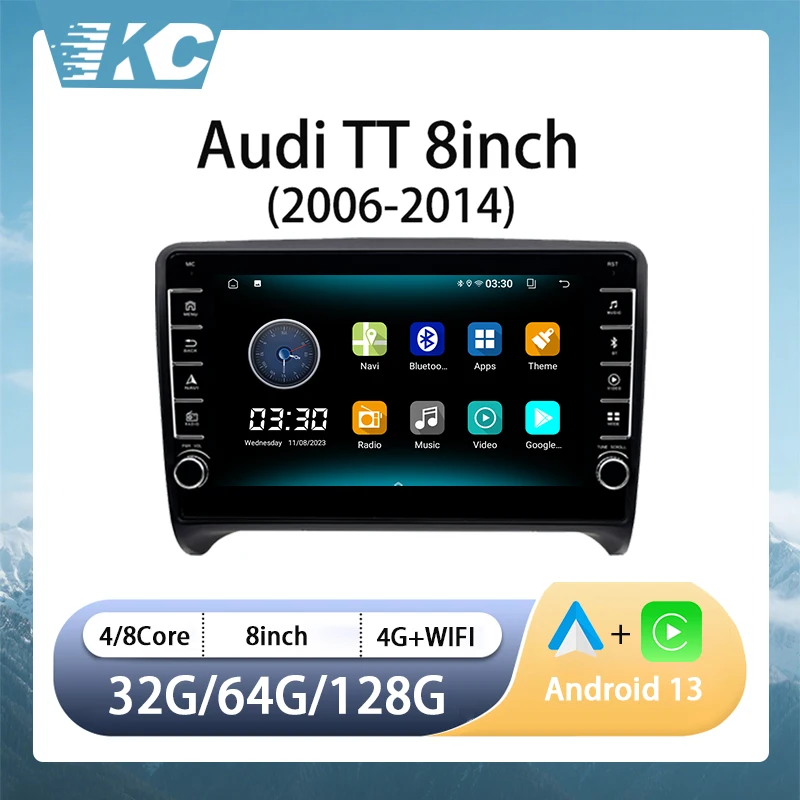 8inch Android Auto radio For Audi TT 2006-2014 Multimedia Video player 4G Carplay 2din GPS navi Stereo Audio
