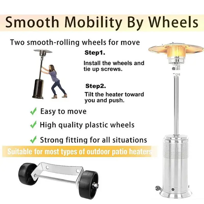 Wielset voor terrasverwarmer Roestvrij staal Beweegbare vervangende onderdelen voor terrasverwarmer Wielset Zilveren beugel Verwarmingskatrol Stevig roest