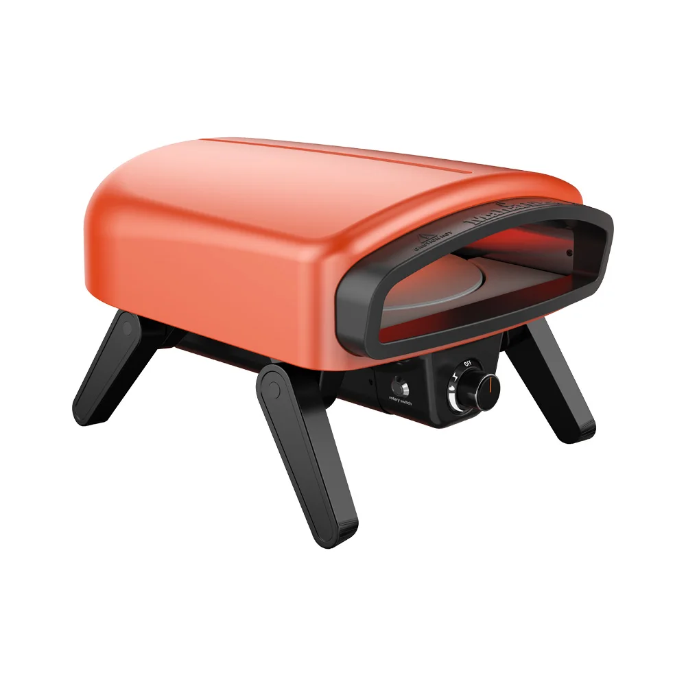 

Портативная газовая печь для пиццы с самовращающимся механизмом, 14 дюймов, для кемпинга на открытом воздухе, с термометром и импульсным поджигом