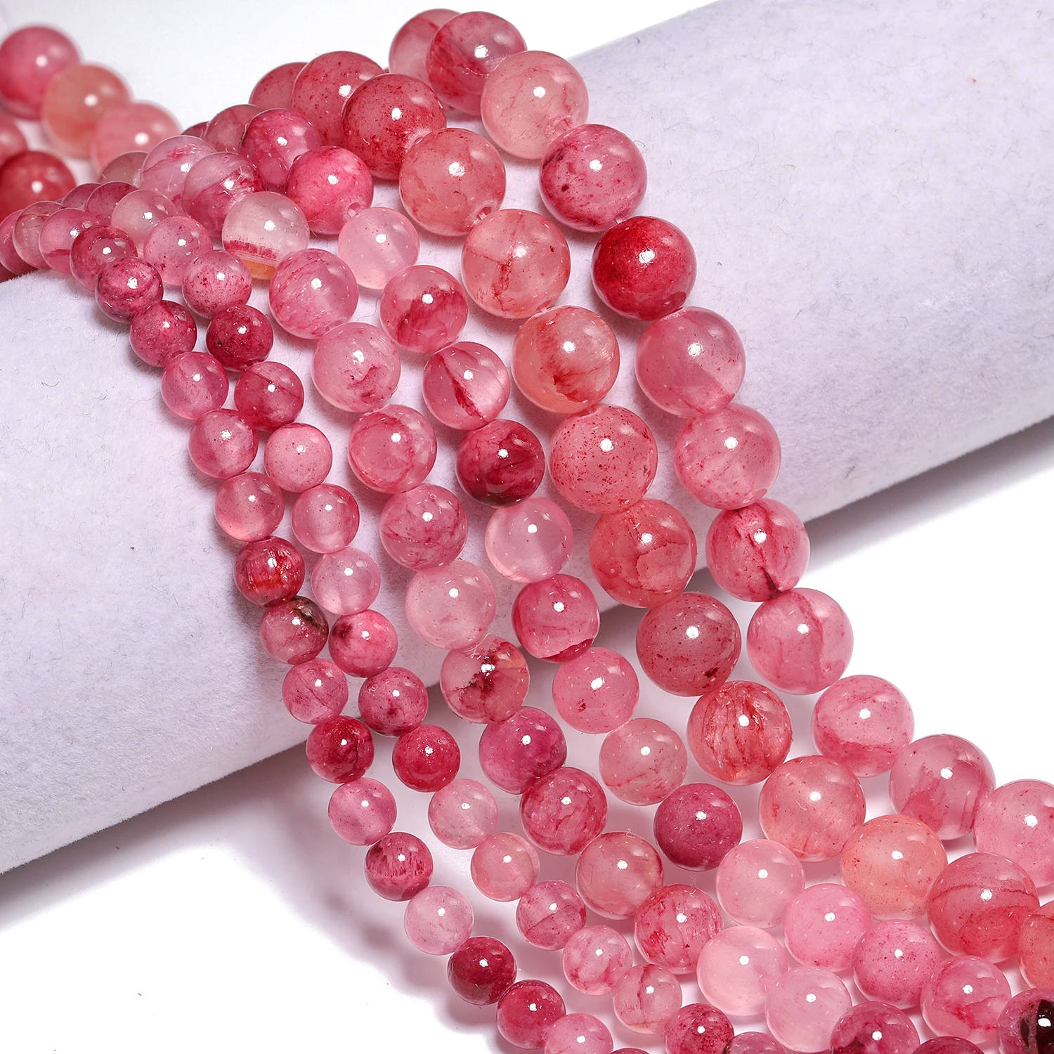 Natural Stone Watermelon Red Jade Beads 4-12mm Round Loose Spacer Beads for Jewelry Making Diy Earring Necklace Accessories