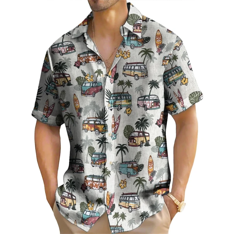 

Men's Shirt Coconut Tree Print Short Sleeve Shirt Fashion Casual Tops Oversized Hawaiian Shirts For Men Beach Casual Shirt 2024