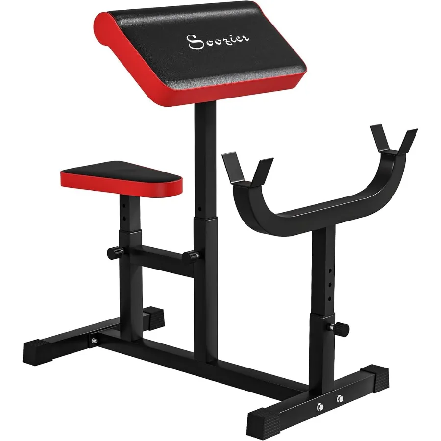 Banco de rizos Preacher ajustable con estante Brabell para entrenamiento de fuerza en el gimnasio en casa: ideal para ejercicios de brazos sentado Barbel aislado