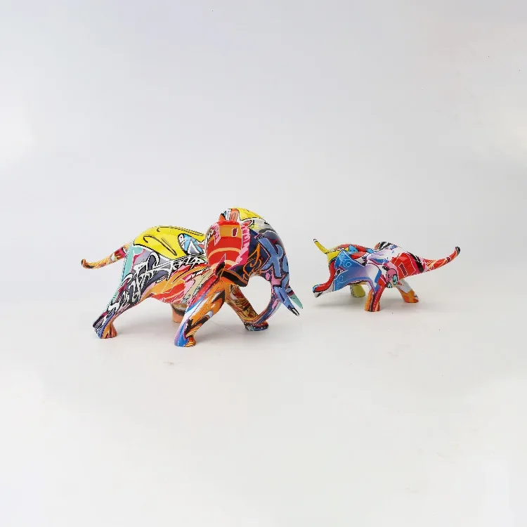 2pcs Modern Nodic Colorful Animal Mother Child Elephant Resin Crafts Living Room Couple Decoration Business Gift Home Decoration