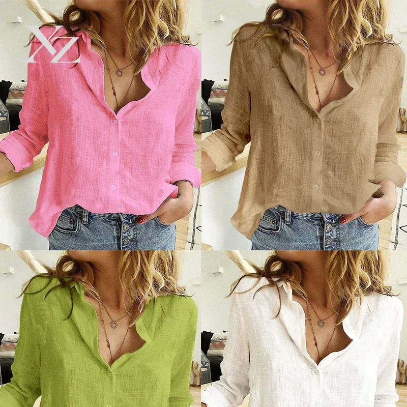 Women Long Sleeve Blouse Korean Woman Clothes Roupas Femininas Chemisier Femme Womens Tops Fashion 2022 Summer Linen White Shirt