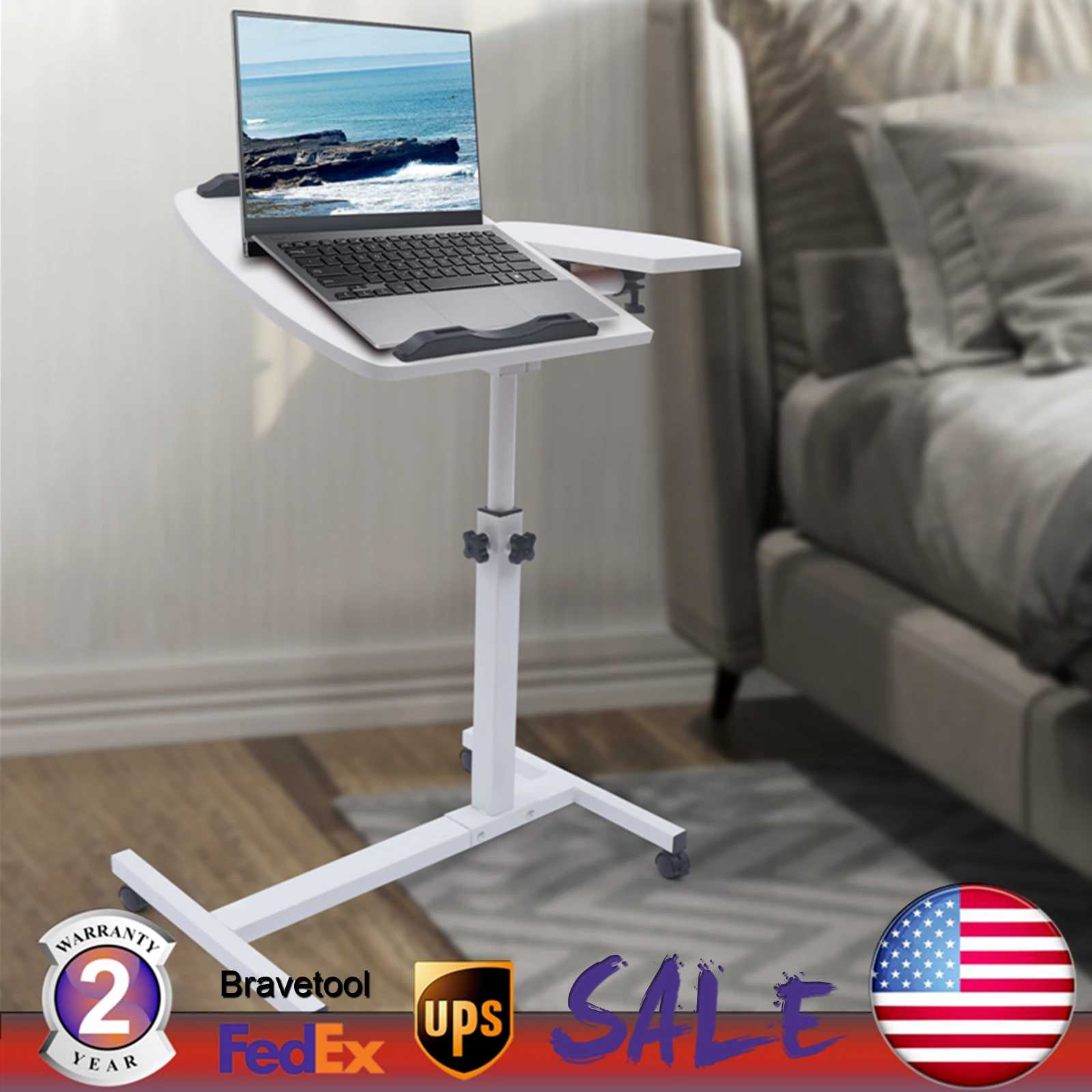 Angle & height adjustable rolling table laptop notebook stand tiltable table top desk sofa bed side table