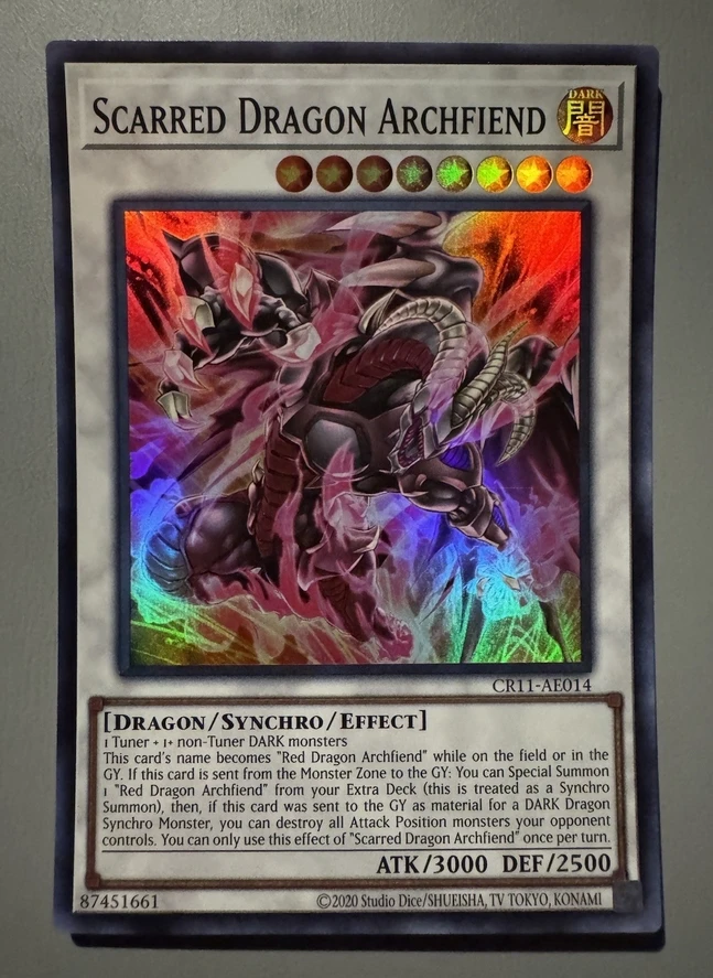 

Yugioh KONAMI Duel Monsters CR11-AE014 Scarred Dragon Archfiend Super Rare Asian English Collection Mint Card