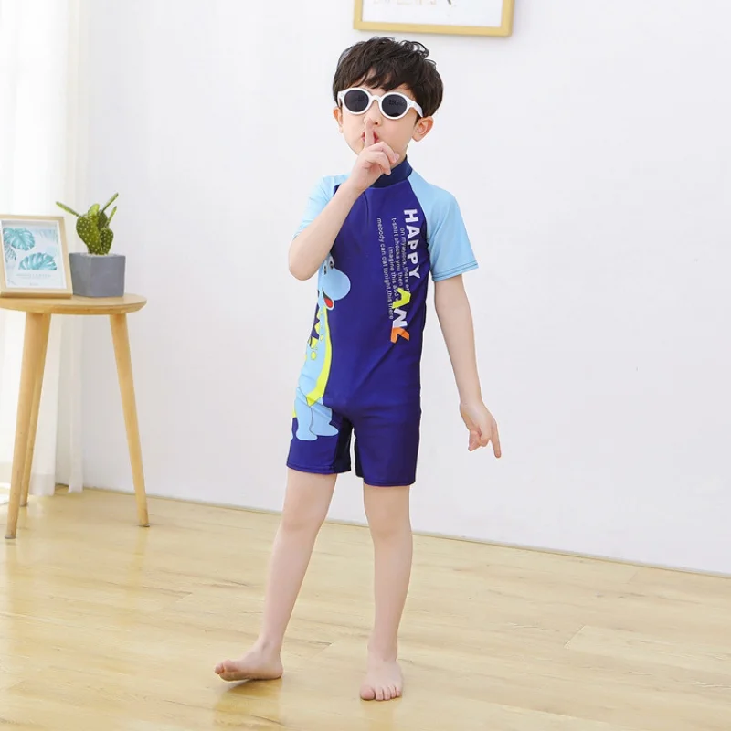 Kids Boys/Girls One-piece Suits Brazilian Swimsuit Short Sleeves Zippered Shorty Wetsuit Swimwear Beach Bathing Suit