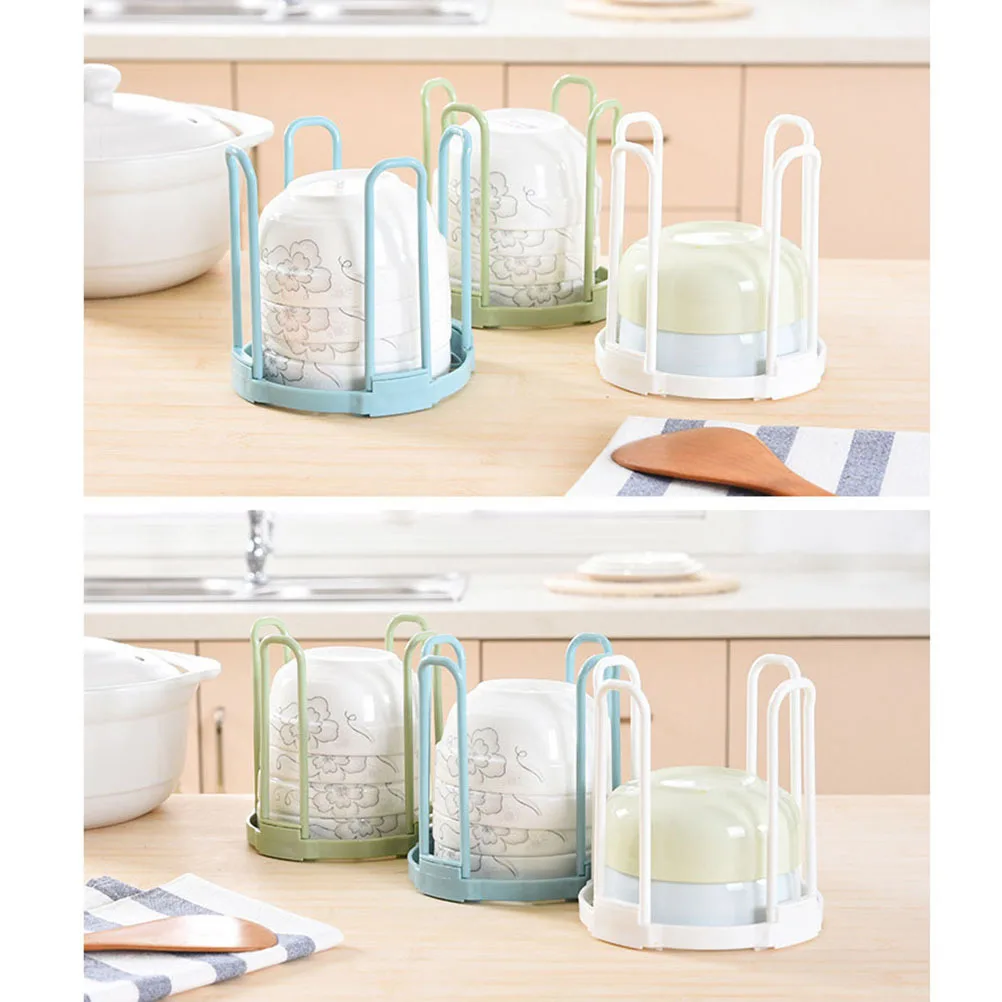

Bowl Organizer White Premium Plastic Kitchen Bowl Holder Drainable Dish Drying Rack For Small Apartments Washable Storage