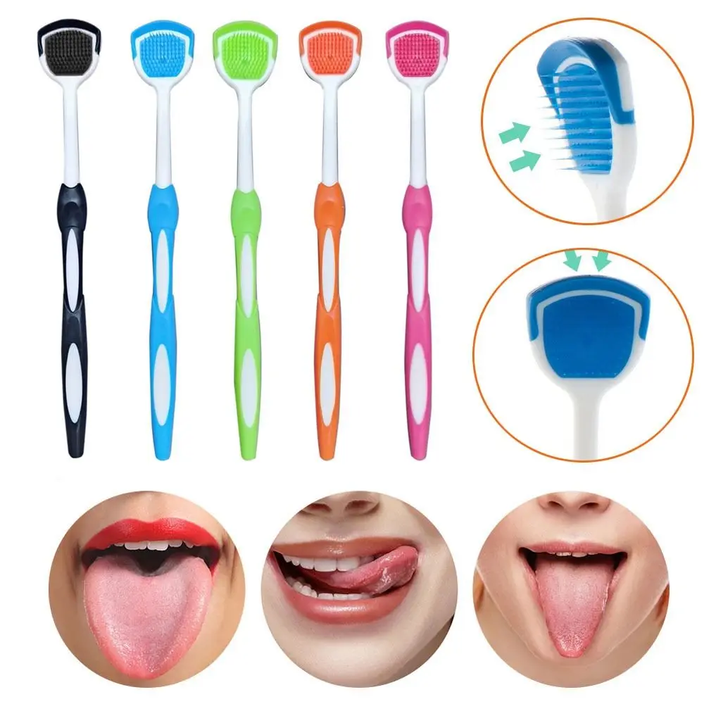 High Quality Fresh Breath Oral Care Food Grade Silicone Tongue Scraper Cleaner Tongue Brush Mouth Brush Tongue Scraper