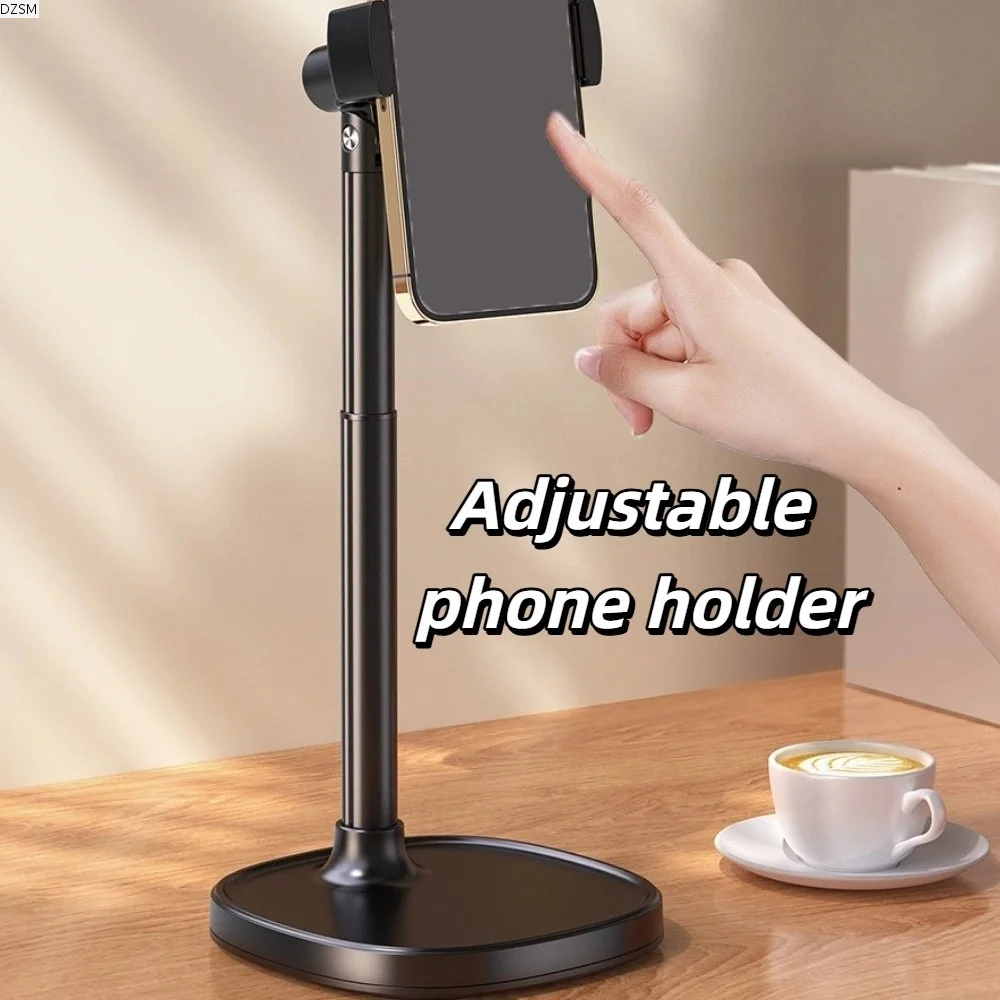 

Adjustable Height Telescopic Phone Stand Stable Base 360° Rotate Desktop Phone Holder Universal Metal Mobile Phone Bracket