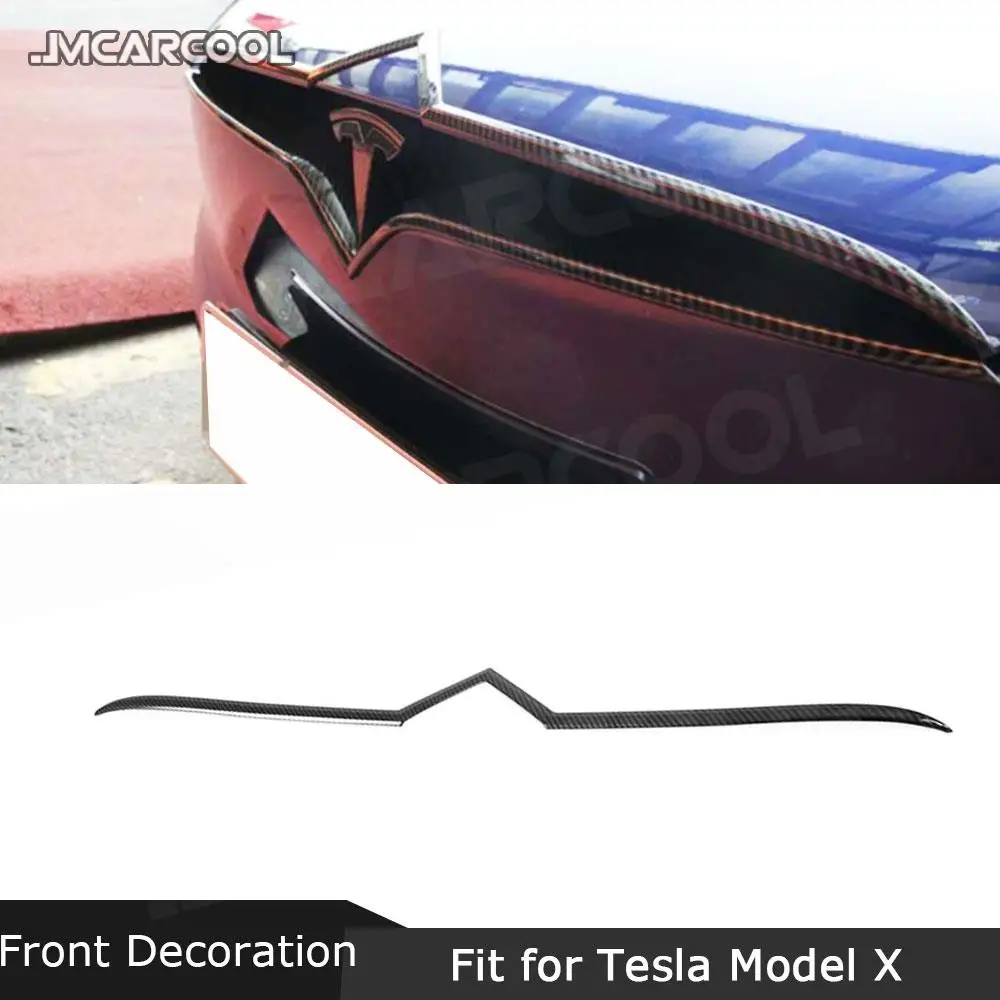 

Carbon fiber Front middle Net lower trim strip ABS Carbon Look Cover Hood Trim Auto Car Styling for Tesla Model X SUV 2020