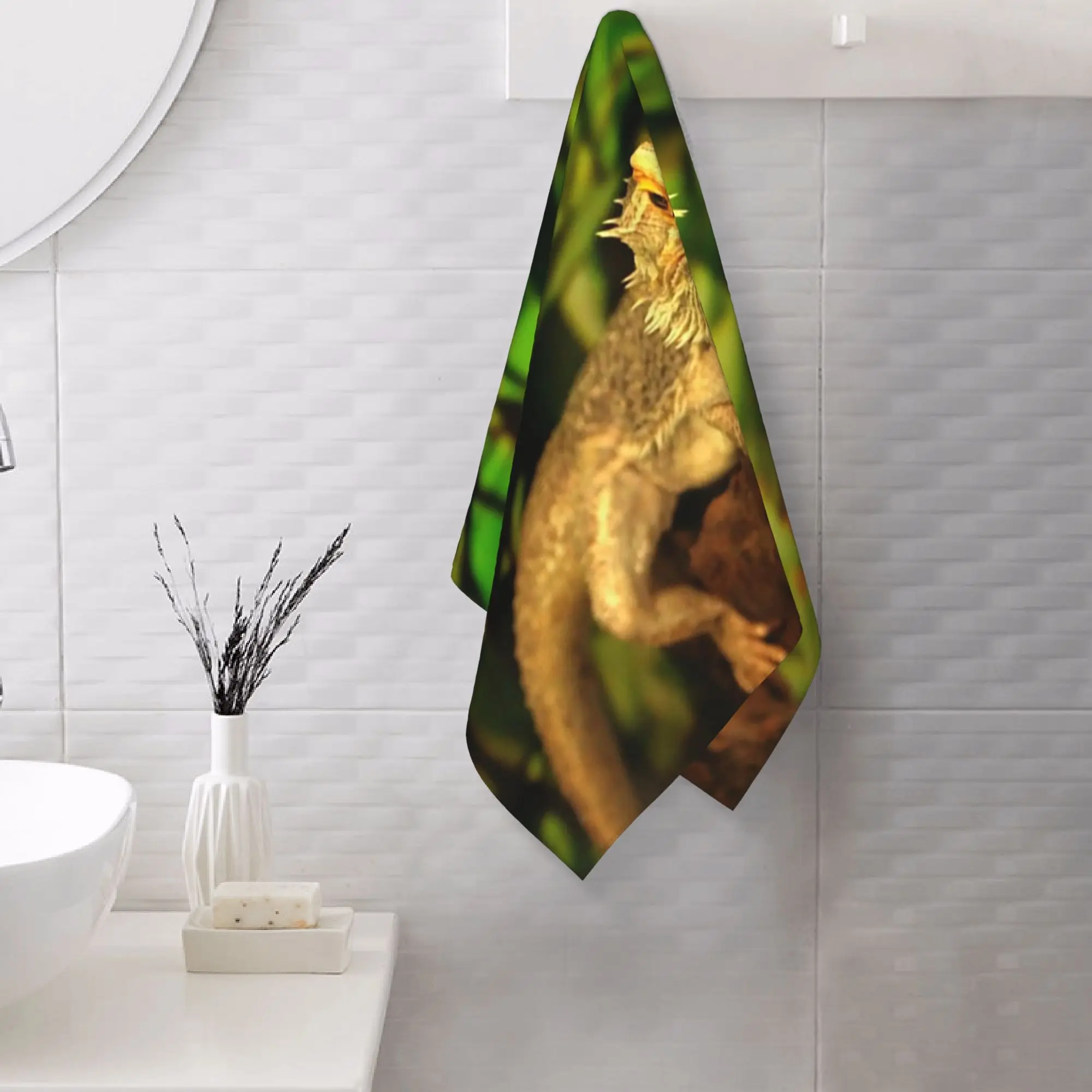 Custom Bearded Dragon Soft Face Towel Quick Dry Pool Bath Cotton Towels Absorbent Quick