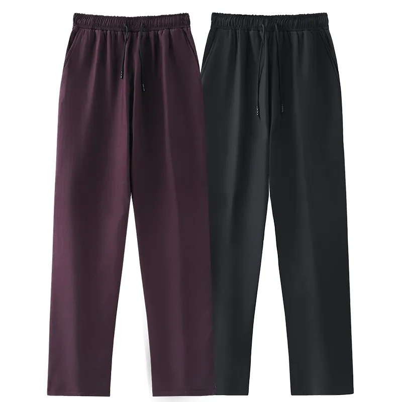 

Мужские повседневные брюки с эластичной талией, на фланелевой подкладке, осенне-зимние, для мужчин среднего возраста, деловые, джентльменские, из полиэстера.