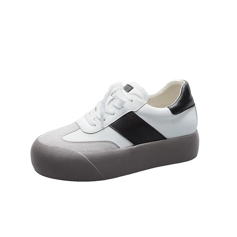 Туфли для отдыха на внутренней подкладке, немецкие тренировочные туфли, новинка осень 202, туфли из натуральной кожи на толстой подошве, маленькие белые туфли