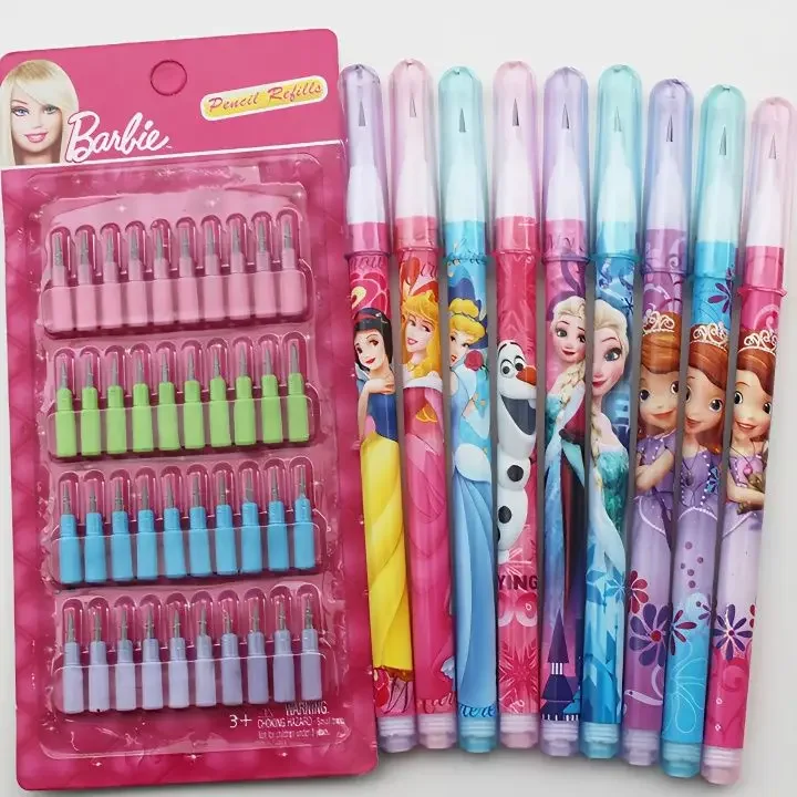 Anime Disney Writing Pen Cartoon HB2.0 Black Kawaii Student Snow White Barbie Pink Mechanical Pencil Refills School Supplies