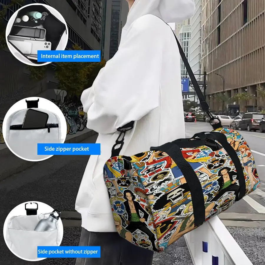

One Piece Duffel Bag Large Capacity Travel Gym Bag with Side Pockets Crossbody Luggage Bag