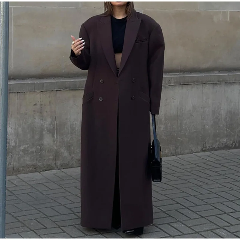 

Lapel Solid Color Long Jacket Coat Fashion Women's Temperament Elegant Commuter Wear Winter Clothes Women