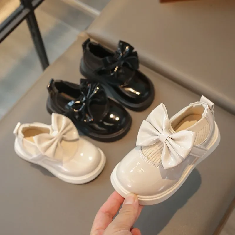 Girls Hot Sale Shoes New Bow-knot Knitted Fabric Princess Kids Flats for School Little Children Shoes Hook & Loop Princess Sweet