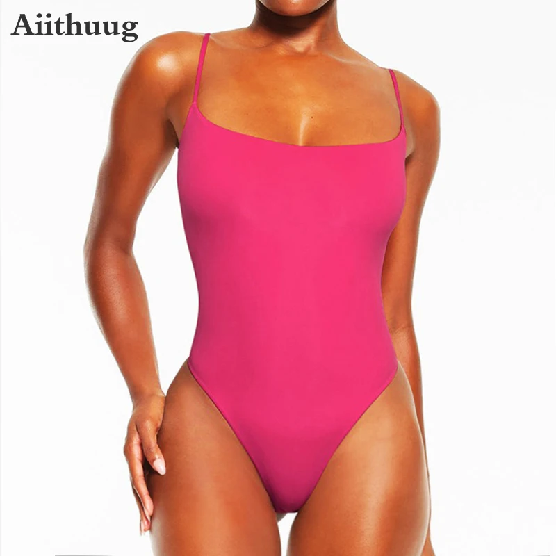 

Aiithuug Sexy Spaghetti Strap Yoga Jumpsuit Solid Scrunch Butt Womens Sleeveless Scoop Neck Athletic Bodysuit Sport Romper Thong