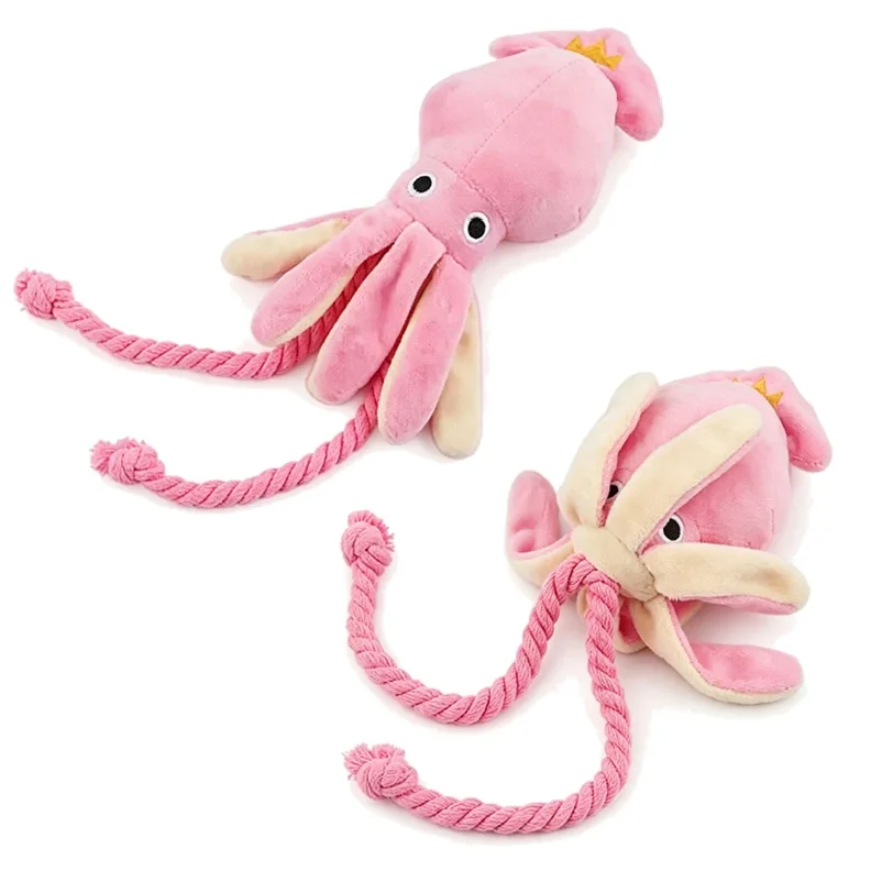 Squeaky Octopus Dog Toy Cotton Rope Interactive Chew Toy Boredom Relief Self Play Pet Toy for Small Puppy Dogs