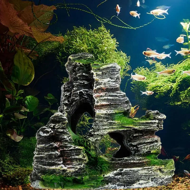 Artificial Rocks Resin Aquarium Rockery Decorations Hiding Cave Mountain View Underwater Fish Tank Ornament Living Room Aquarium