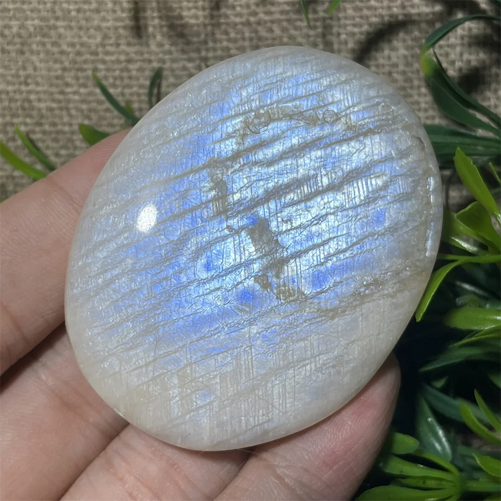 Natural Palm White Moonstone Crystal Glisten Stone Beauty Quartz Spiritual Reiki Minerals Healing Stripe Home Decoration view 3