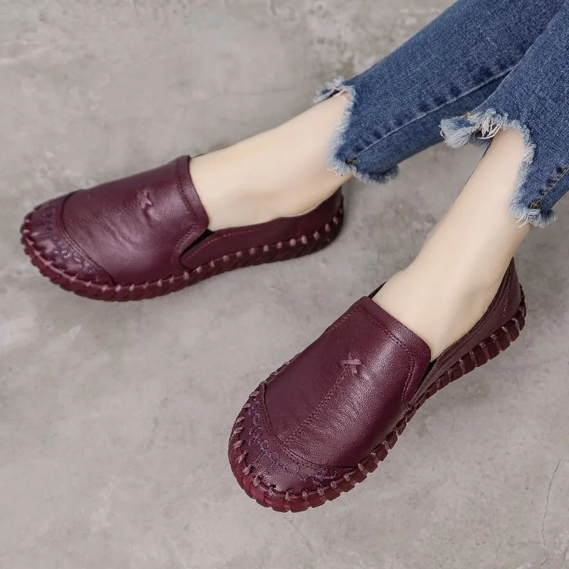 2021 Fashion Women Shoes Genuine Leather Loafers Women Casual Shoes Soft Comfortable Shoe Women Flats Spring Autumn New Non-slip