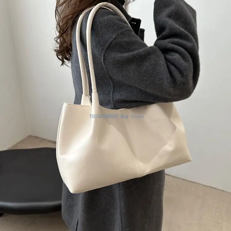 

340D Bucket Shoulder Bag PU Leather Handbag Spacious Underarm Bags For Daily Use