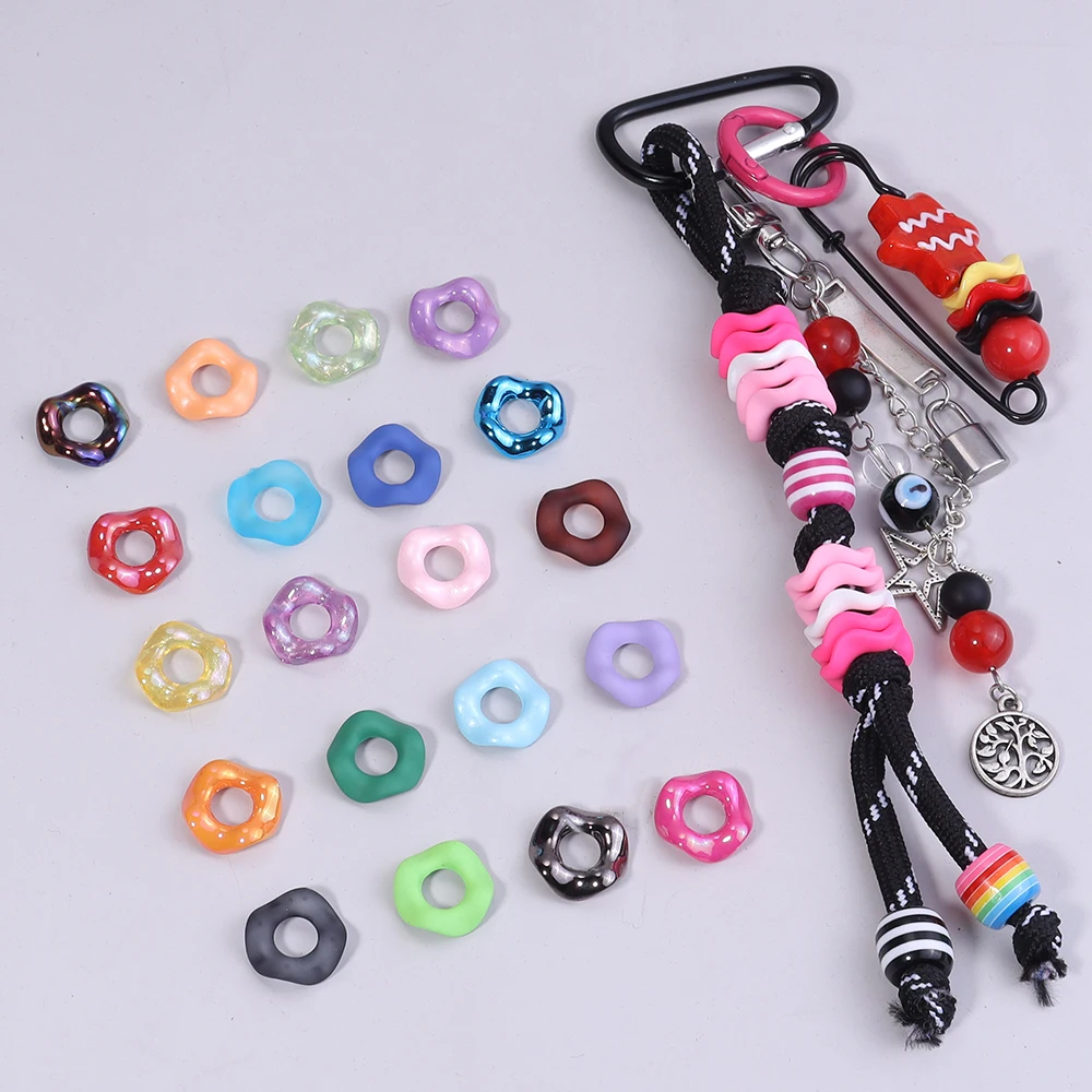 20pcs 16mm Candy Color Acrylic Beads Colorful Doughnut Loose Beads For DIY Jewelry Making Bracelet Phone Chain Keychain Supplies image 4