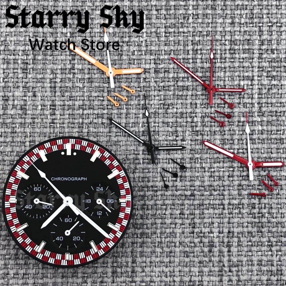 Starry Sky New 31.5mm Chronograph Watch Dial Watch Hands With Green Luminous Suitable For VK63 Quarzt Movement Watch Accessories