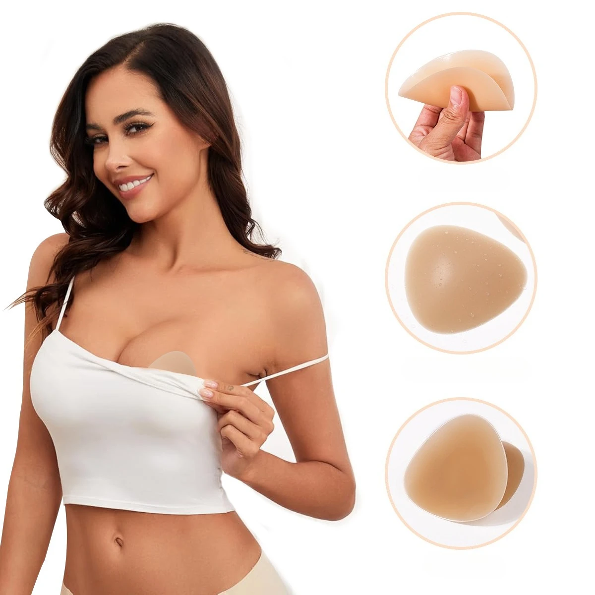 Silicone Triangle Bra Ultra Boost Inserts Full-Adhesive Pads Sticky Bikini Padding Inserts For Sports Bra Swimsuit Party Wear