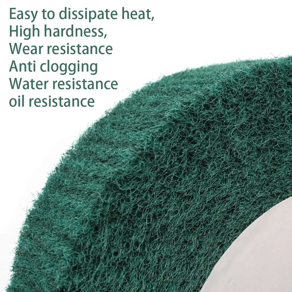 100/125/150/200/250/300 ミリメートル不織布研磨フラップホイールグリーンナイロン繊維研磨バフホイールディスク 20 ミリメートルボア 1 ''厚さ