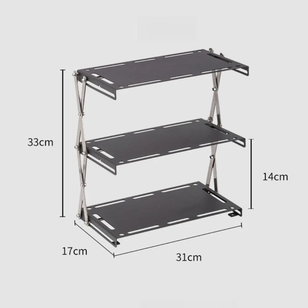 Multifunctional Folding 3-layer Camping Picnic Storage Rack Outdoor Portable Camping Travel Folding Rack Camping Furniture