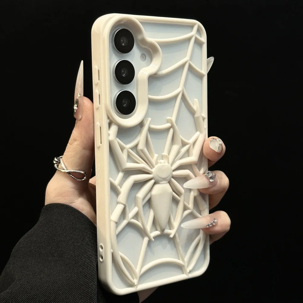 Luxury 3D Hollow Spider Pattern Soft Case For Samsung S25 Ultra S24 FE S23 Plus A56 A36 A26 A16 A55 A54 A06 A13 Breathable Cover