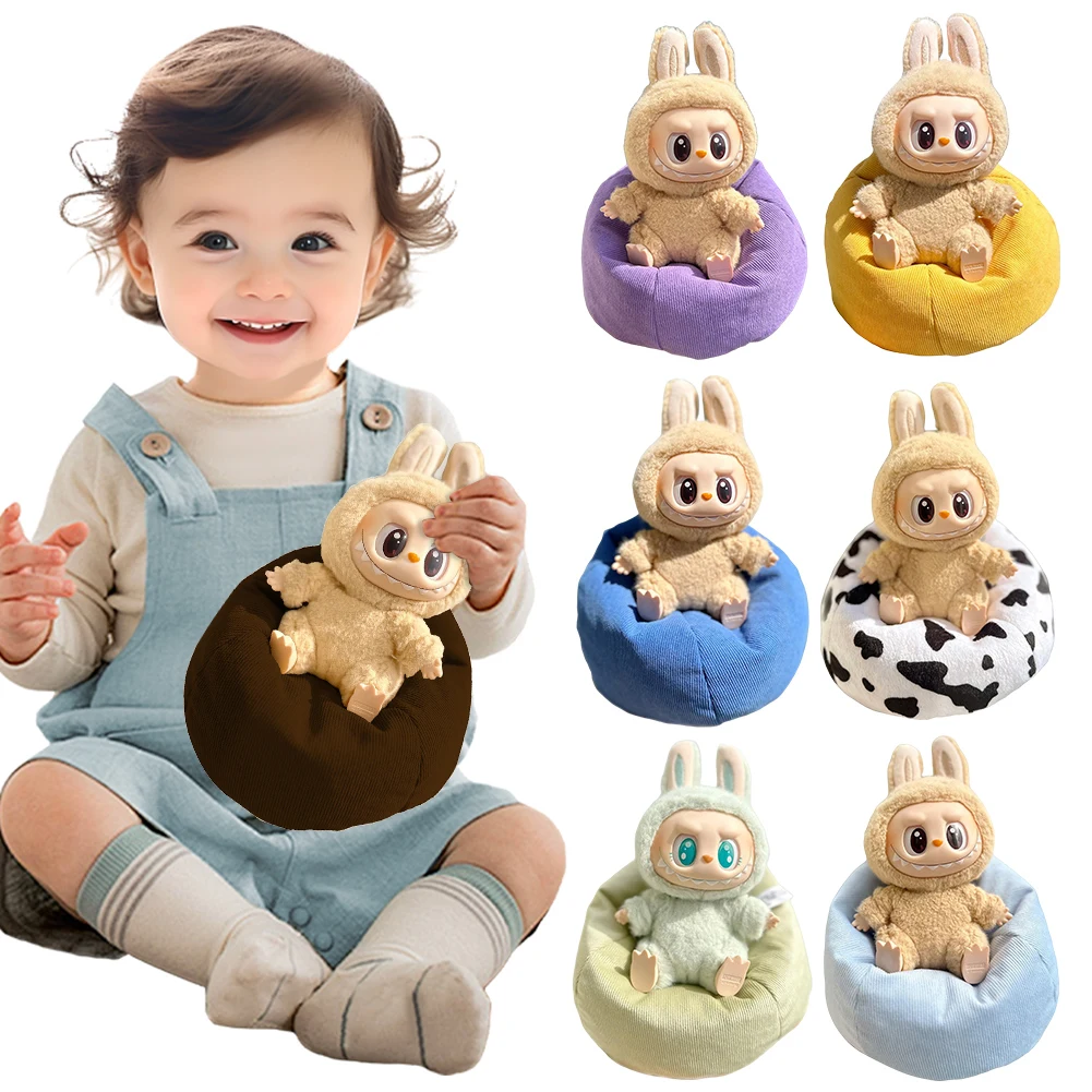 Miniaturowa sofa Labubu z poduszką, meble mini leniwa sofa z poduszką, miękka sofa, akcesoria dla lalek, sofa dla lalek, dekoracja pokoju, prezenty