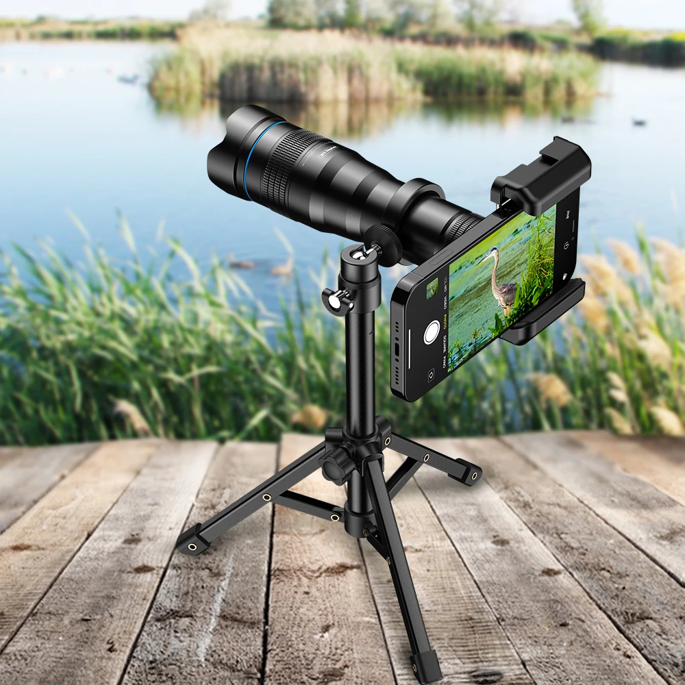 APEXEL 36X Telescope Monocular with Metal Tripod Universal Clip Zoom Telephoto for iPhone Huawei Shooting Birds Watching Concert