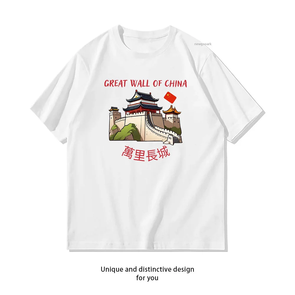 T-Shirt „Great Wall of China“ für Damen und Herren, lässige Baumwoll-Grafik-T-Shirts, Streetwear-T-Shirts für Erwachsene, Tops, T-Shirt mit kurzen Ärmeln