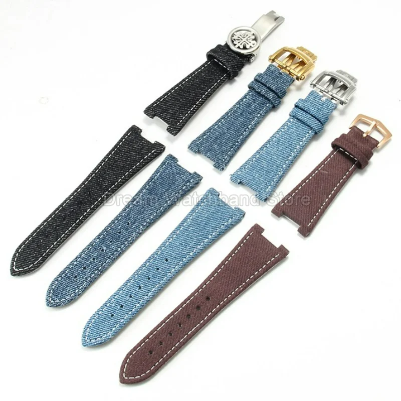 Smooth Texture Superior Breathable Watchband for Patek Philippe Nautilus 5712/5711/5980 Denim Nylon Canvas Watch Strap 25x13mm