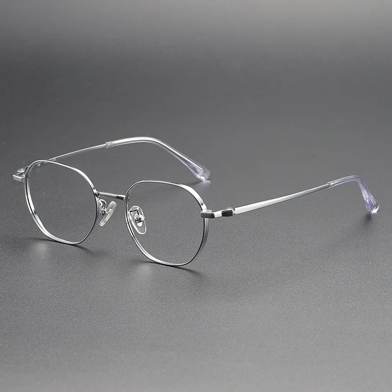 48 مللي متر جديد خفيف للغاية إطار من التيتانيوم متعدد الأضلاع مخصص عالي قصر النظر نظارات إطار مكافحة الضوء الأزرق نظارات للقراءة #4