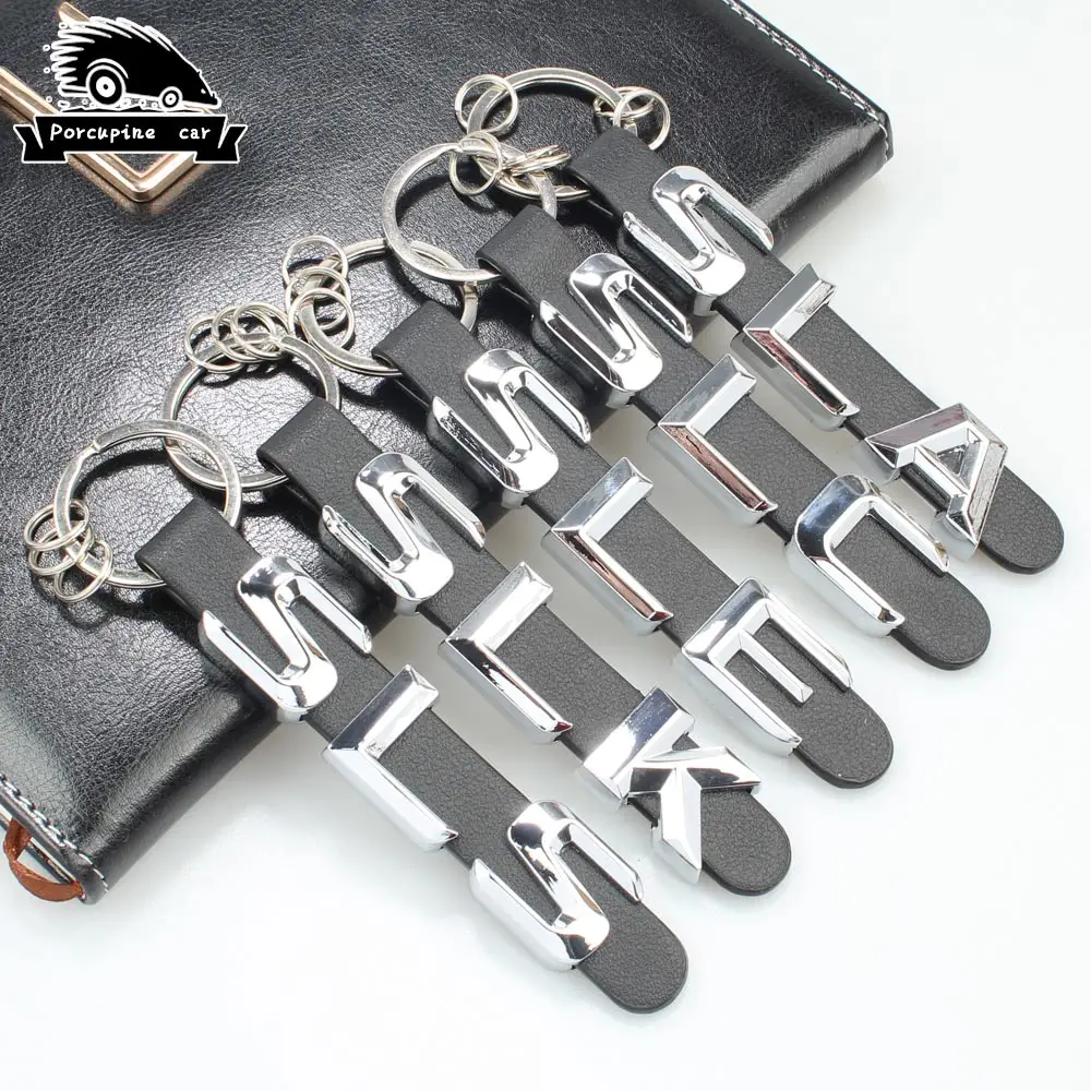 Llaveros de cuero de aleación de Zinc para Mercedes Benz SLA SLC SLE SLK SLS AMG 3D llavero de coche llavero de Metal anillos Accesorios