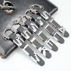 Zinc alloy leather Key Rings For Mercedes Benz SLA SLC SLE SLK SLS AMG 3D Car Keychain Metal Keyring Key Chain Rings Accessories