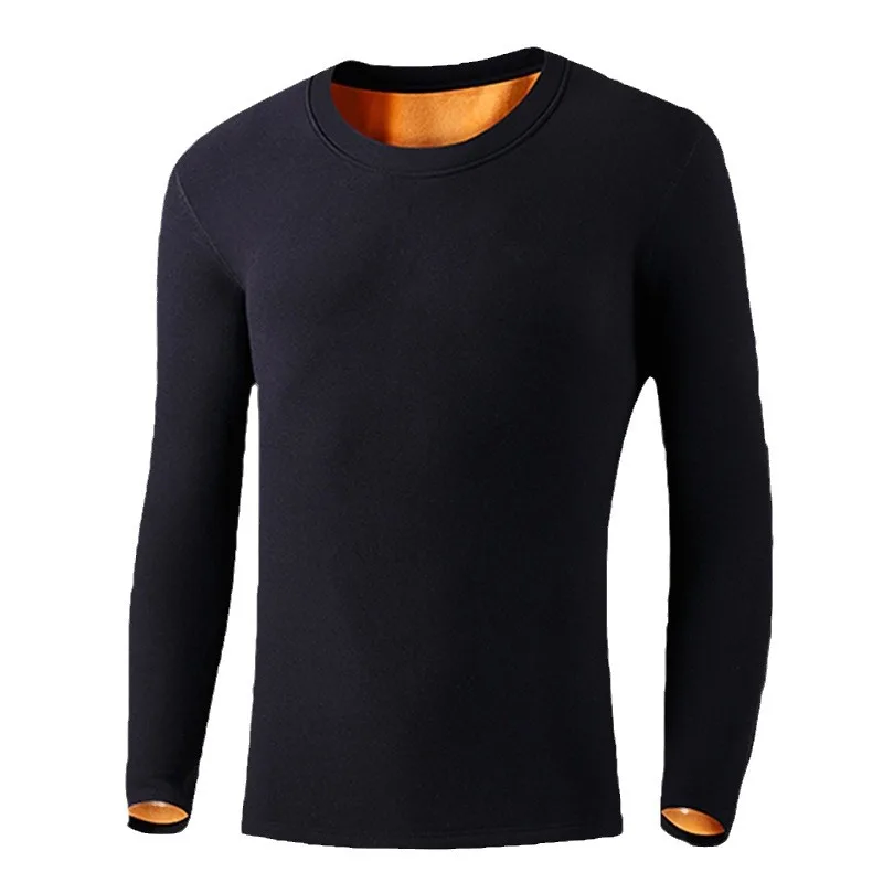 Fleece Verdickte Thermo-unterwäsche Männer Runde Kragen Elastische Gold Samt Unterhemd Verdicken Jumper Männer Lange ärmeln Unterhemd