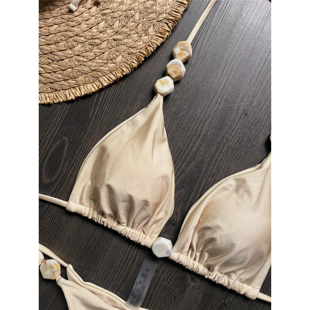 Halter High Leg Cut Bikini Damen Bademode Zweiteiliger Bikini-Set Mini-Tanga Gepolsterter Badeanzug Badebekleidung V7320 – Detail 8