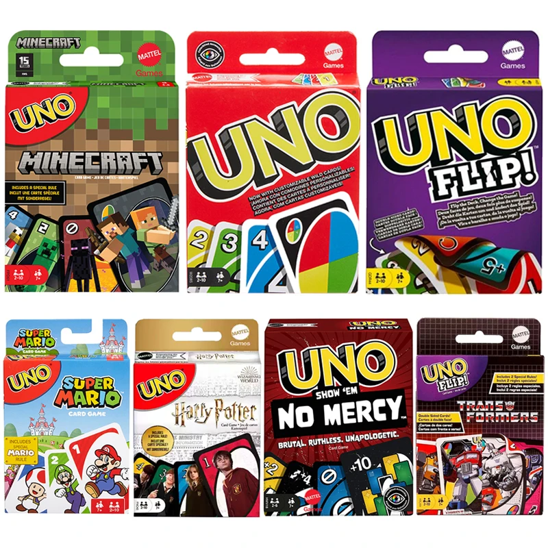 Jogos de cartas de jogo UNO Filp, Super Mario, Minecraft, Harry Potter, Transformers, No Misericórdia, Jogos de festa de mesa de tabuleiro social, brinquedos infantis