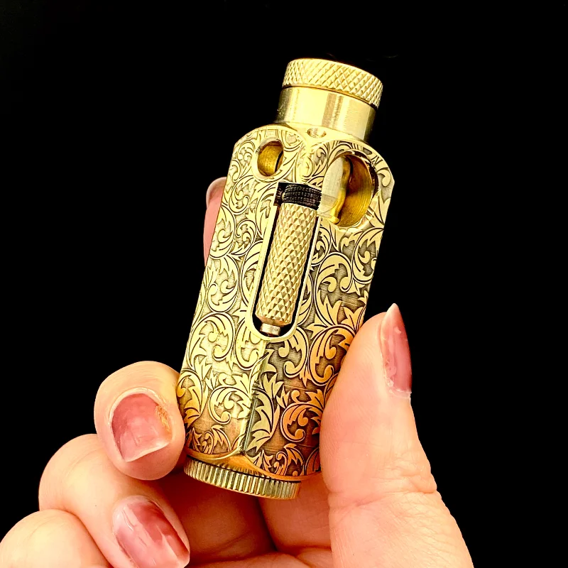 Handmade brass vintage kerosene gasoline windproof lighter men\'s personality creative fashion collection smoking gift