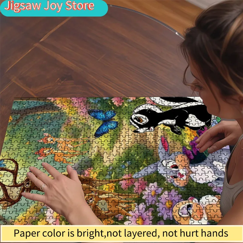 จิ๊กซอว์ขนาดใหญ่ 1,000 ชิ้น เหมาะสำหรับครอบครัว - ลายสัตว์ป่าจากภาพยนตร์แบมบี้ พร้อมชิ้นส่วนที่มีธีม - เทคโนโลยีป้องกันรอยขีดข่วน, ชัล