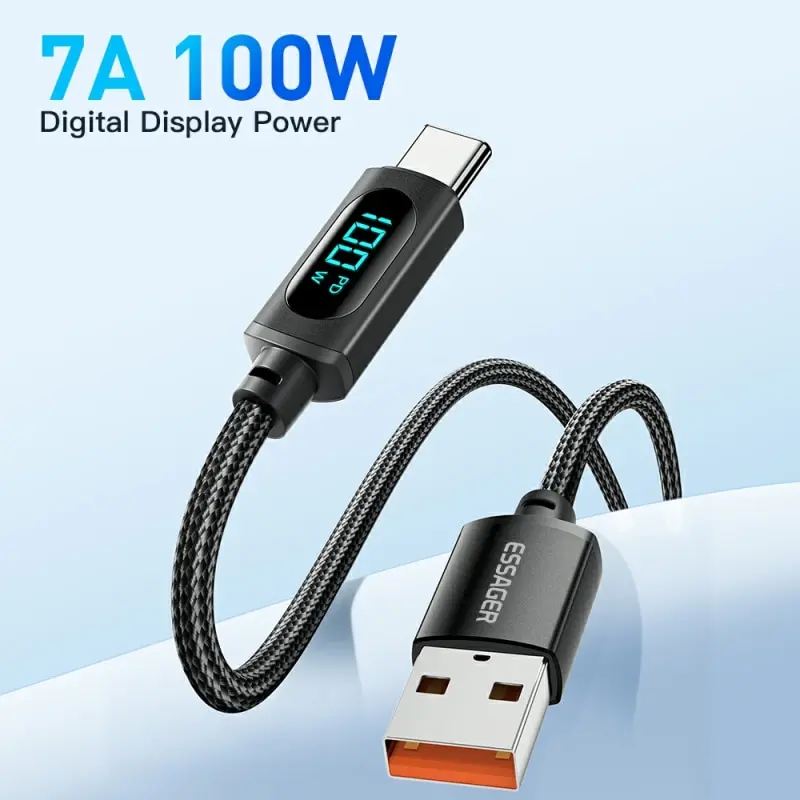 Essager kabel Data pengisi daya USB Tipe C, kawat pengisian daya Cepat 66W/100W untuk Huawei Honor Xiaomi Samsung