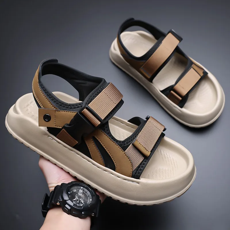 

Large Size Men's Sandals Summer Trendy Thick Bottom Sports Beach Shoes Hollow out Design for Driving And Outdoor Wea